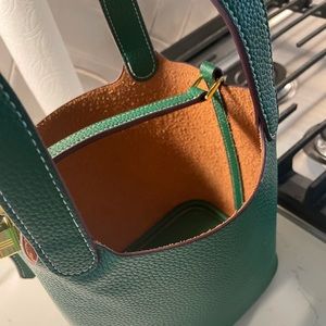 Green picotin style purse